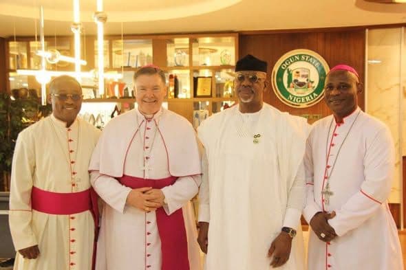 GOVERNOR ABIODUN TELLS THE PAPAL NUNCIO THAT THEY WOULD RETURN ALL MISSION SCHOOLS TO THE MISSIONARIES.